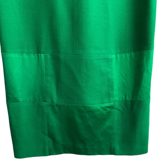 90s Magali Collection Kelly Green Wool Satin Long Sleeve Sheath Dress 10 EPC - Picture 3 of 6